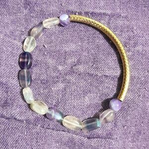 Handmade Rainbow Fluorite and Brass Bracelet